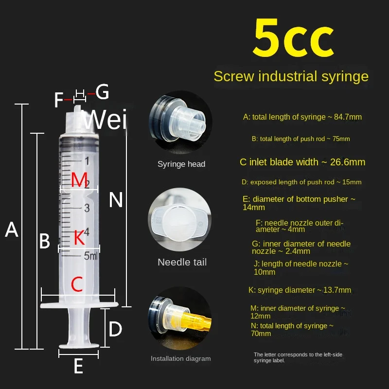1/2/5/10pcs 3 5 10 20 30 50cc 100 200ml Plastic Syringe Luer Lock Syringe Screw Storage Crimp Industrial Dispensing Glue Tool 6