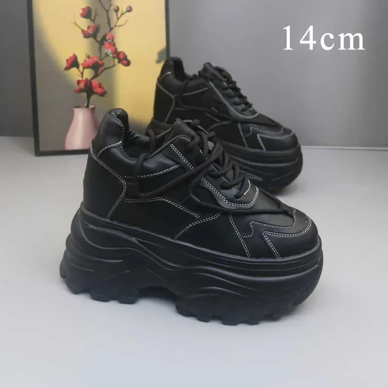 Модні осінні масивні кросівки з натуральної шкіри Fujin 10 см 12 см 14 см. Жіночі весняні туфлі на платформі.