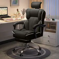 Executive Office Chair with Foot Rest High Back Office Chair Computer Gaming Chairs Big and Tall PU Leather Office Brown Compute 1