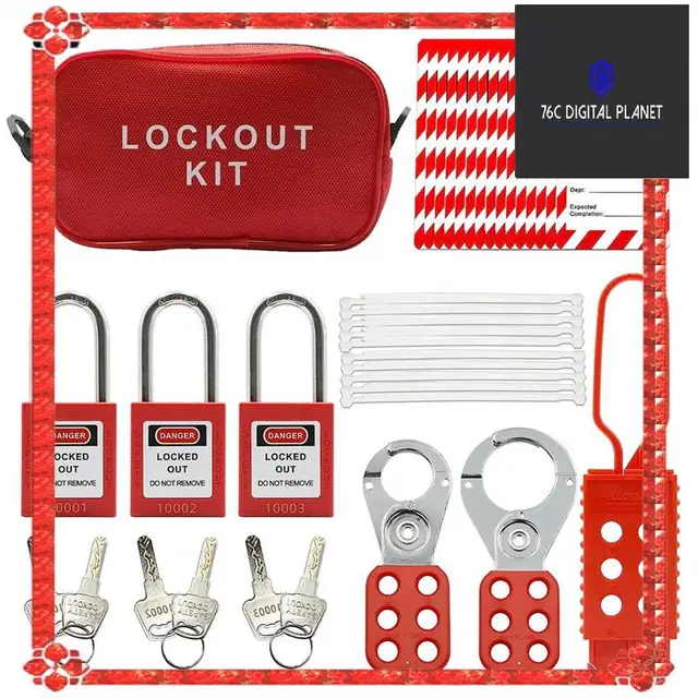 24-Hour Delivery Lockout Tagout Kit Set -Lockout Tagout Tag, Nylon Tie, Nylon Storage Bag, Redsafety Padlock, Lockout Tagout Loc 5