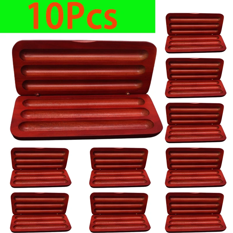 10 Pezzi Scatole Per Penne Regalo In Palissandro Custodie Per Penne A Sfera Fatte A Mano Scatola Per Penne A Tre Scanalature Protezione Ambientale