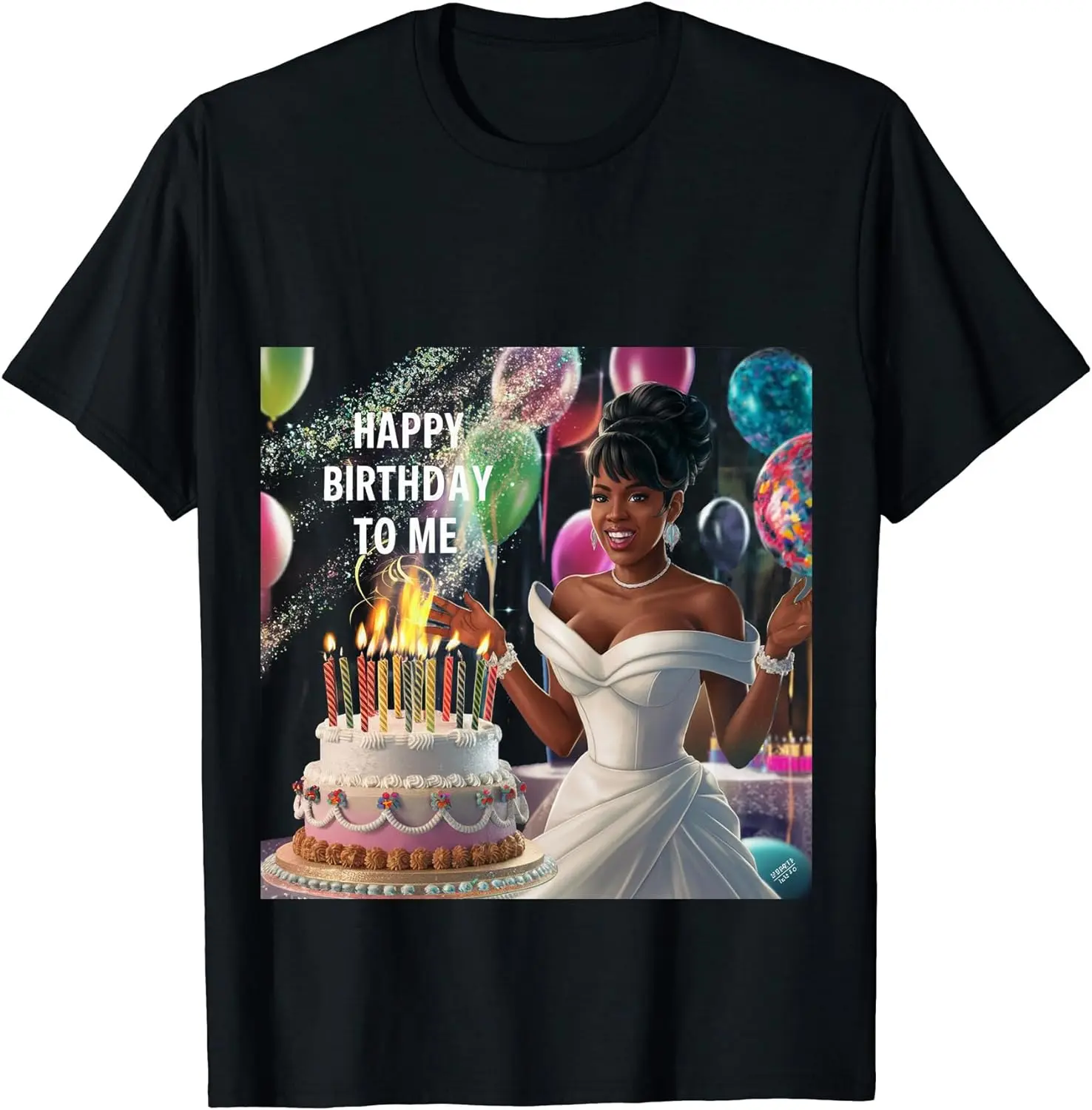 

Модная футболка с надписью «Happy Birthday to Me»! Рубашка с короткими рукавами W042523
