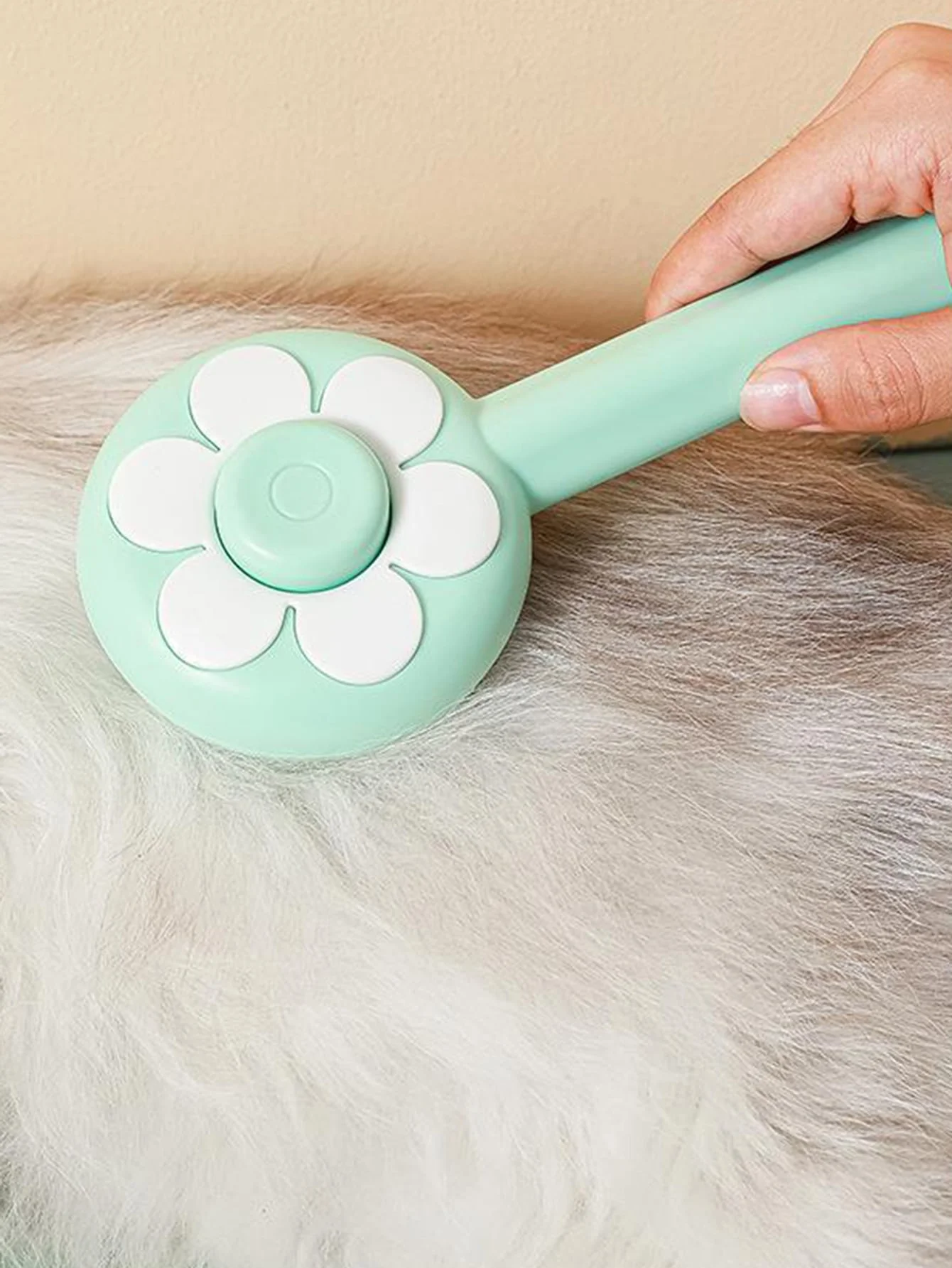 1pc-Flower pet cat comb stainless steel needle massage cleaning needle comb one click self-cleaning