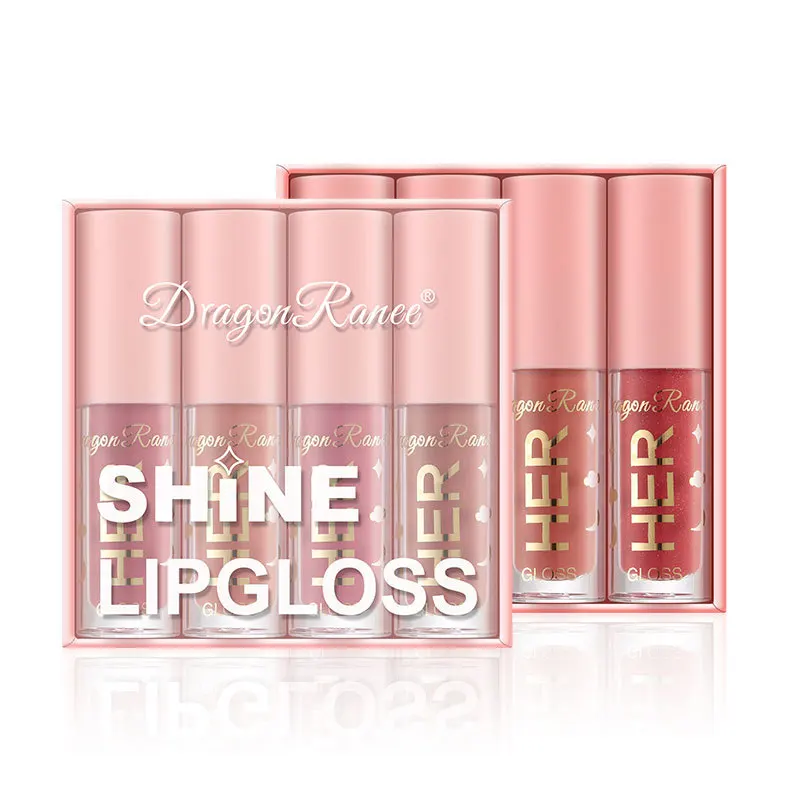 Bright Lip Gloss Lip Glaze 4-pack with Fine Sparkling Lip Gloss that does not fade and is easy to apply. Dudu Lip Sparkling Lip 3