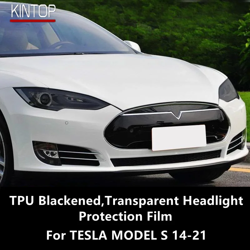 

For TESLA MODEL S 14-21 TPU Blackened,Transparent Headlight, Protective Film, Headlight Protection,Film Modification