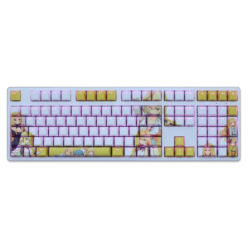 Chaves Conjunto Kitagawa Marin Anime Personalizado Pbt Tintura Sublimação Faça Você Mesmo Keycaps para Teclado Mecânico Translúcido para mx Switches 108 - Imagem 5