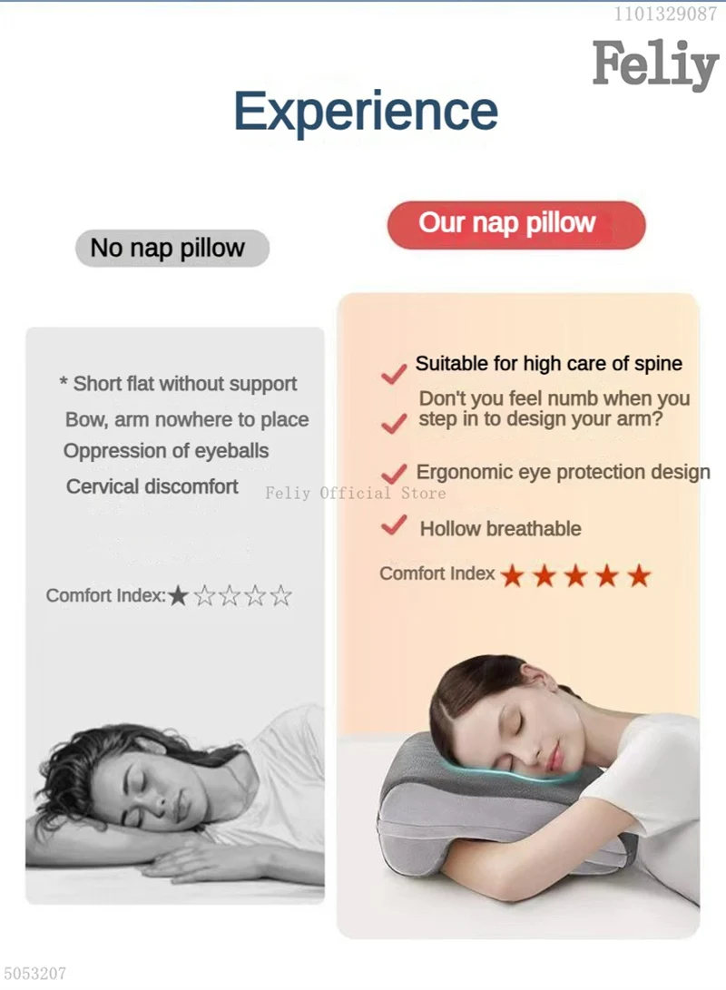 Description Picture 5 of itemMemory Foam Nap Pillow For Travel Headrest Neck Support Cushions Office Rest Lunch Break Pillow Orthopedic Student Desk Sleeping