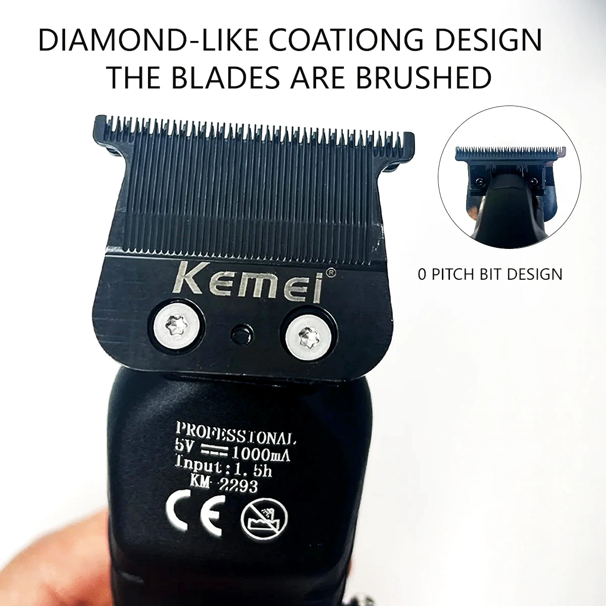 KM2293 Professional Barber Hair Trimmer Zero Gapped Cordless Rechargeable Men Clippers Detailer Finish Hair Cutting Machine ﻿ 2