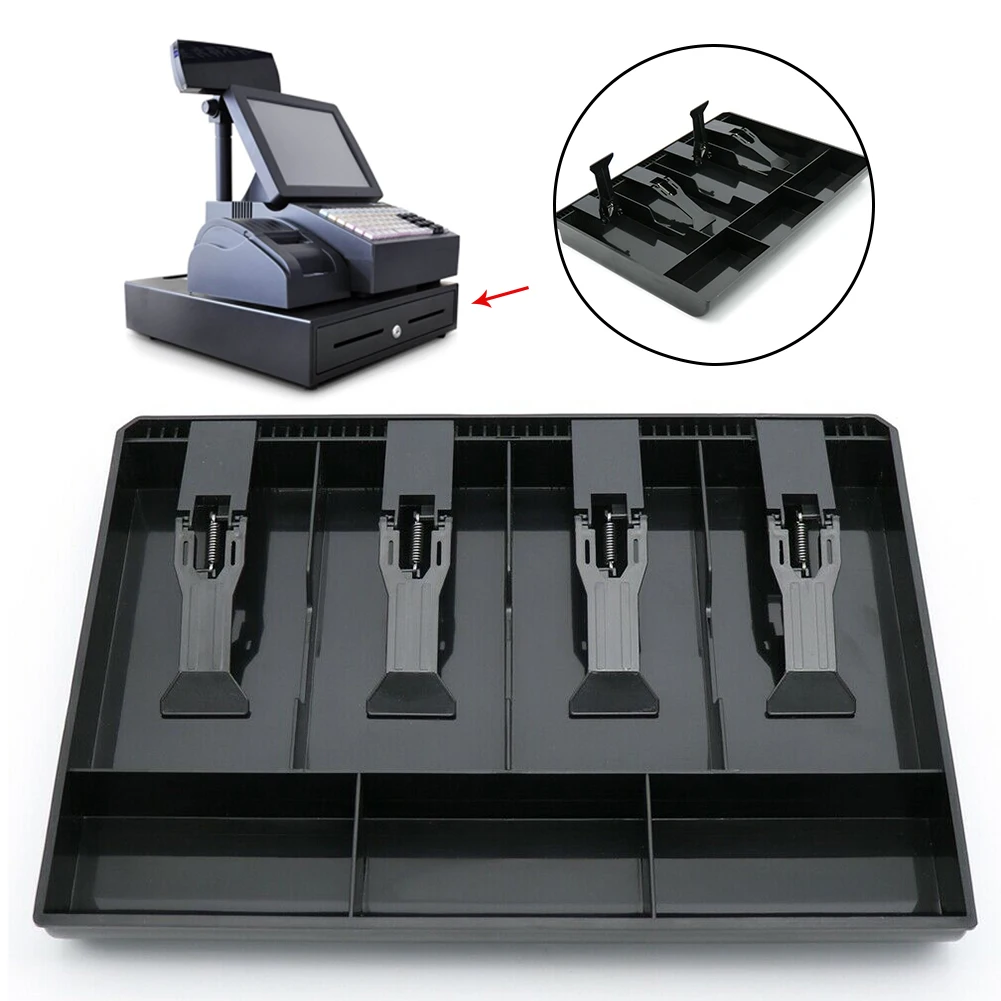 4 Grid Cash Register Coin Drawer Clip Hotel Supermarket Classify Organizer Storage Box