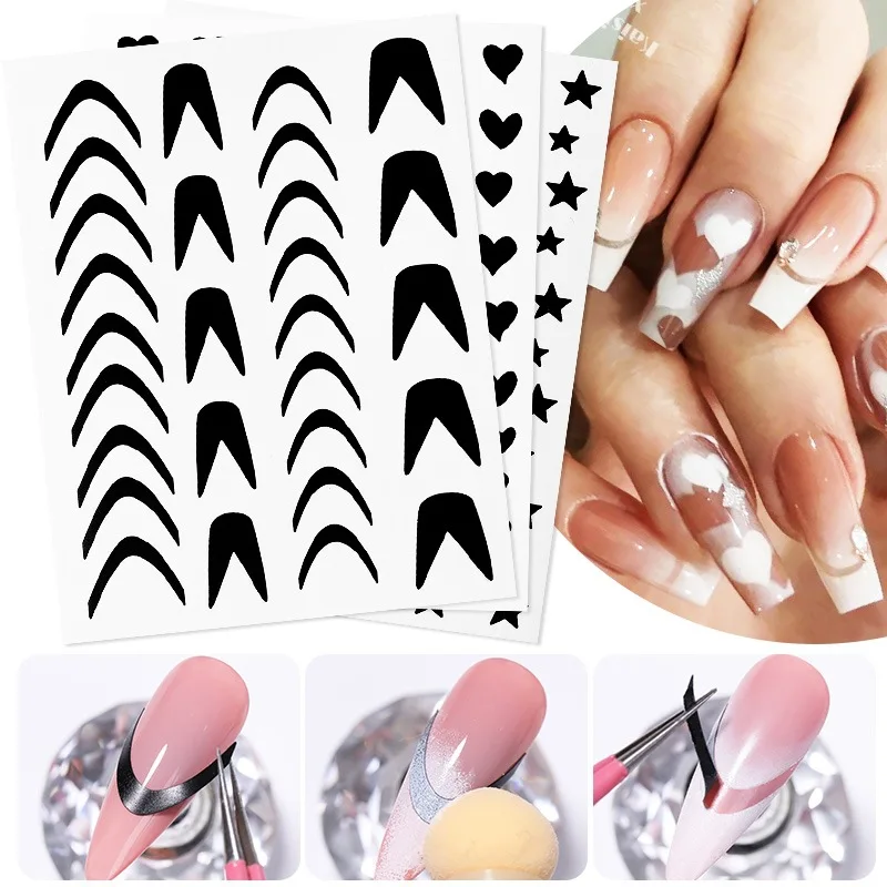 Laser Hollow Out Nail Guide Template Stickers Nail Vinyls Stencil Kit DIY  Airbrush Stencils Nail Stickers Printing Stencil Tool - AliExpress