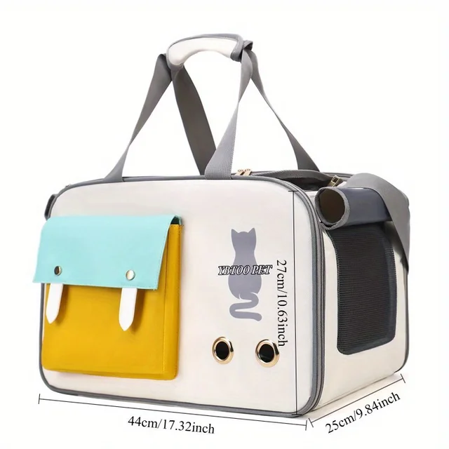 Large capacity pet backpack bag, zip closure, portable and ventilated, with opening and closing doors, suitable for cats and dog 6