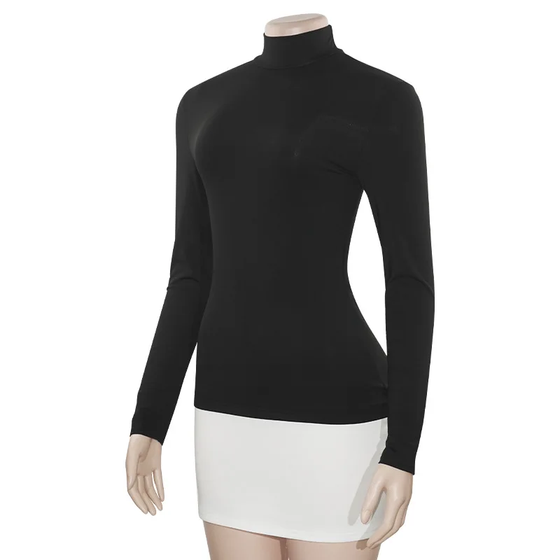 Turtleneck Splice Long Sleeve Mini Dress Women's Fashion Contrast Color Bodycon Sexy Dresses Autumn New Club Party Dress
