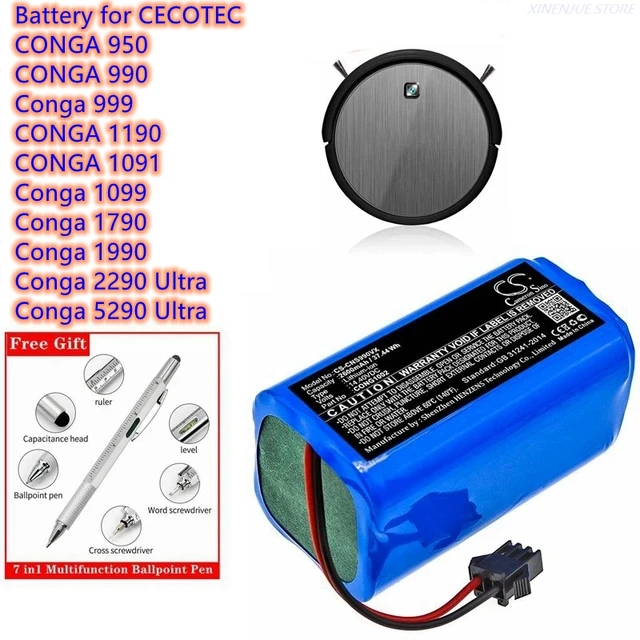 Robot Vacuum Cleaner Battery 14.4V/2600mAh CONG1002 for CECOTEC CONGA 950,  990, 999, 1190, 1091, 1099, 1790, 1990,2290, 5290 - AliExpress