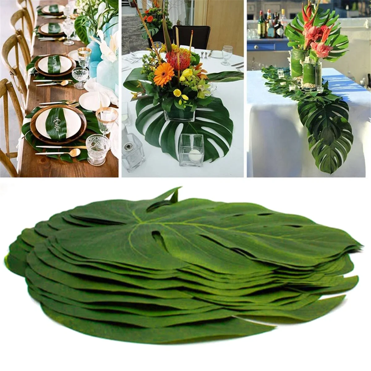 B62B-Künstliche Tropische Palmblätter Dschungel Party Dekoration Tier Sommer Hawaiian Hochzeit Hause Tisch Dekor L Einfache Inst – Detail 8