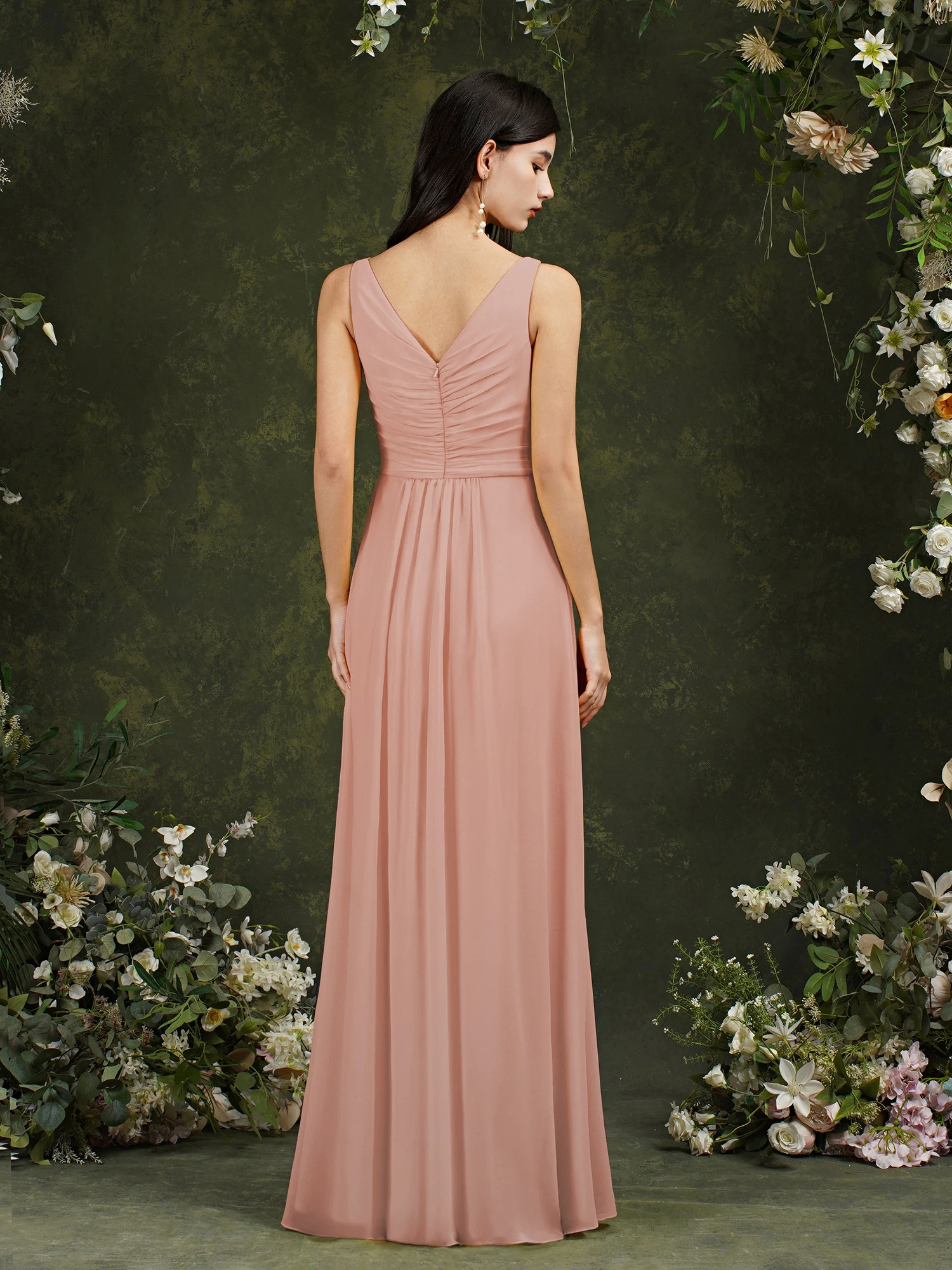Bridesmaid Dresses MisShow BM3108 Pleated Chiffon With Slit Long Yellow Maid of Honor Evening Robe Elegant Engagement Gown