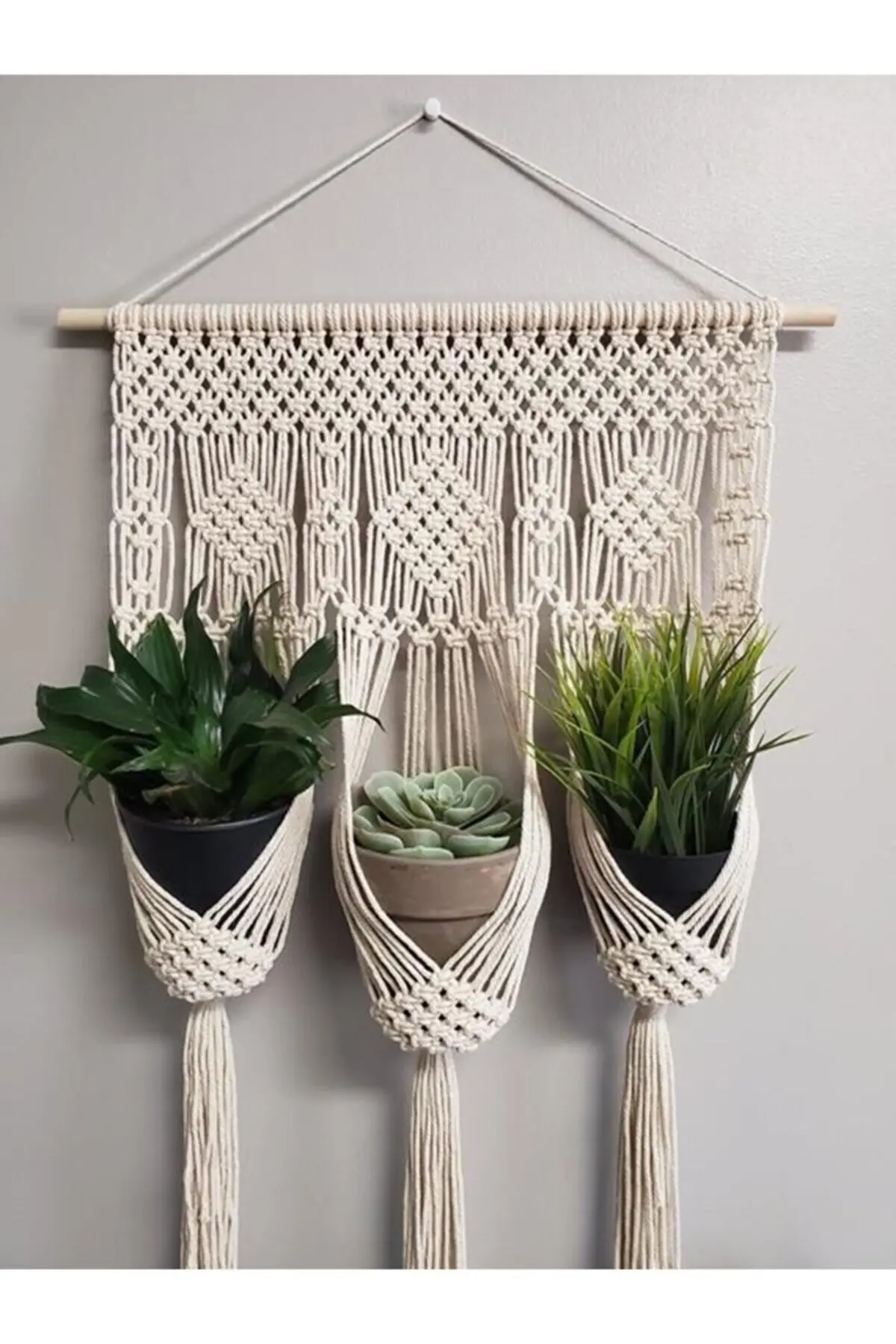 Donna Riutilizzare Preneur Artigianale Decorativo Macrame Wall Art Flower Rack String Hanging Basket Vaso Di Fiori Consegna Veloce