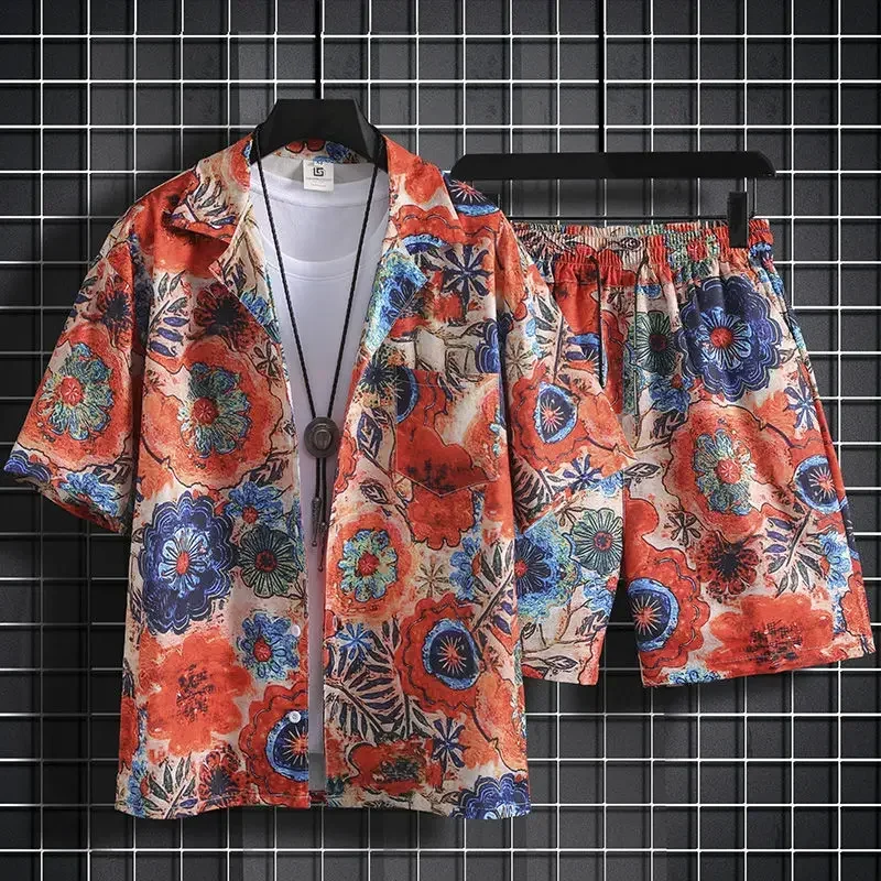 thumbnail image 1 of Conjuntos de camisetas y pantalones cortos para hombre Tendencias Disfraces Estampados Gráficos Oversize Playa Conjunto de pantalones cortos para hombre Novedades Tops y camisetas Holgado Poliéster Bá, 1 of 5