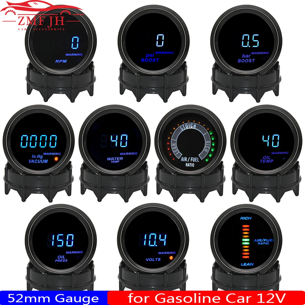 2" 52mm Car Digital Turbo Boost Gauge PSI BAR Water Temp Oil Temp Oil