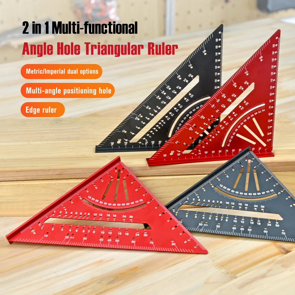 1pc Aluminium Alloy Metric Triangle Ruler for Woodworking Angle Measurement