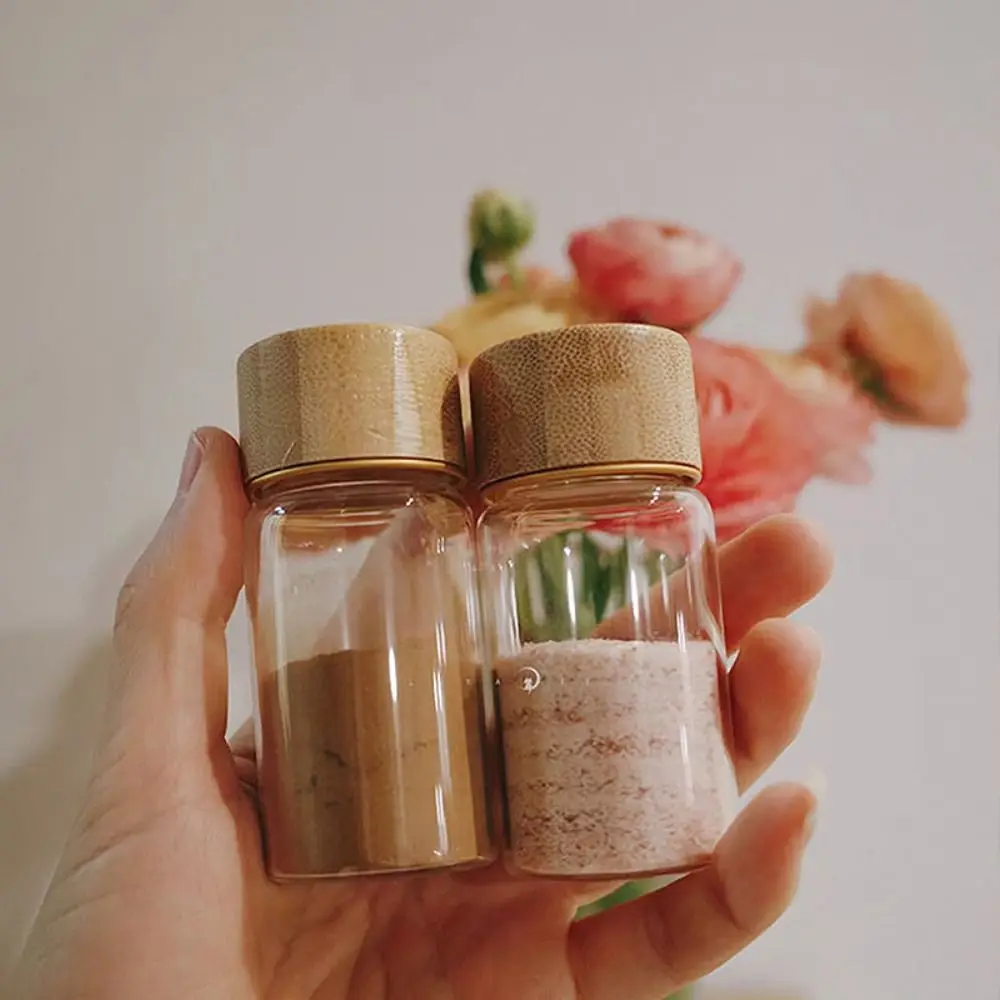 Dispensing Bottles Glass Sealed Spice Jars Transparent Storage Tank with Wood Lids Food Storage Sealing Jar Storage Tool 4