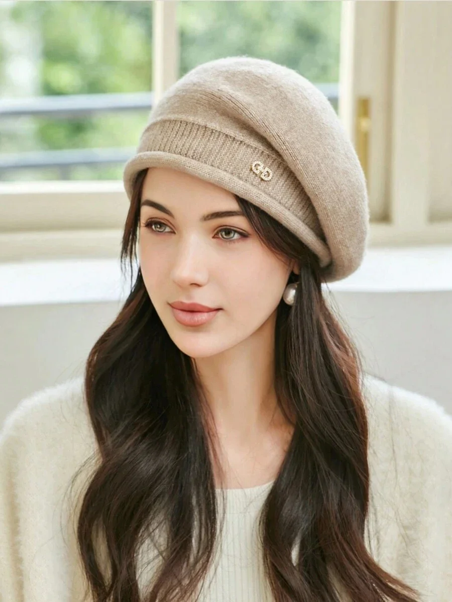 Women's Beret Hat Elegant Autumn Winter Warm Painter Style_voghion.com