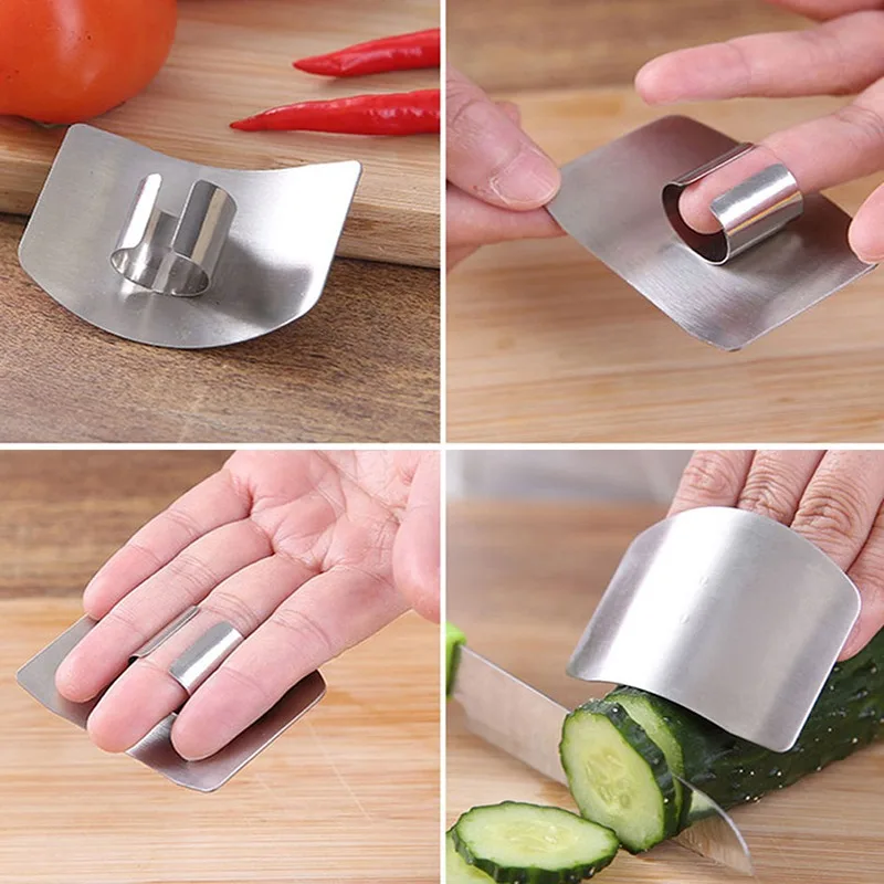 Stainless Steel Adjustable Finger Guard Meat Vegetable Cutting Thumb Protector Safety Cutter Hand Guard Tools Kitchen Gadget For Finger Protector Finger Guard