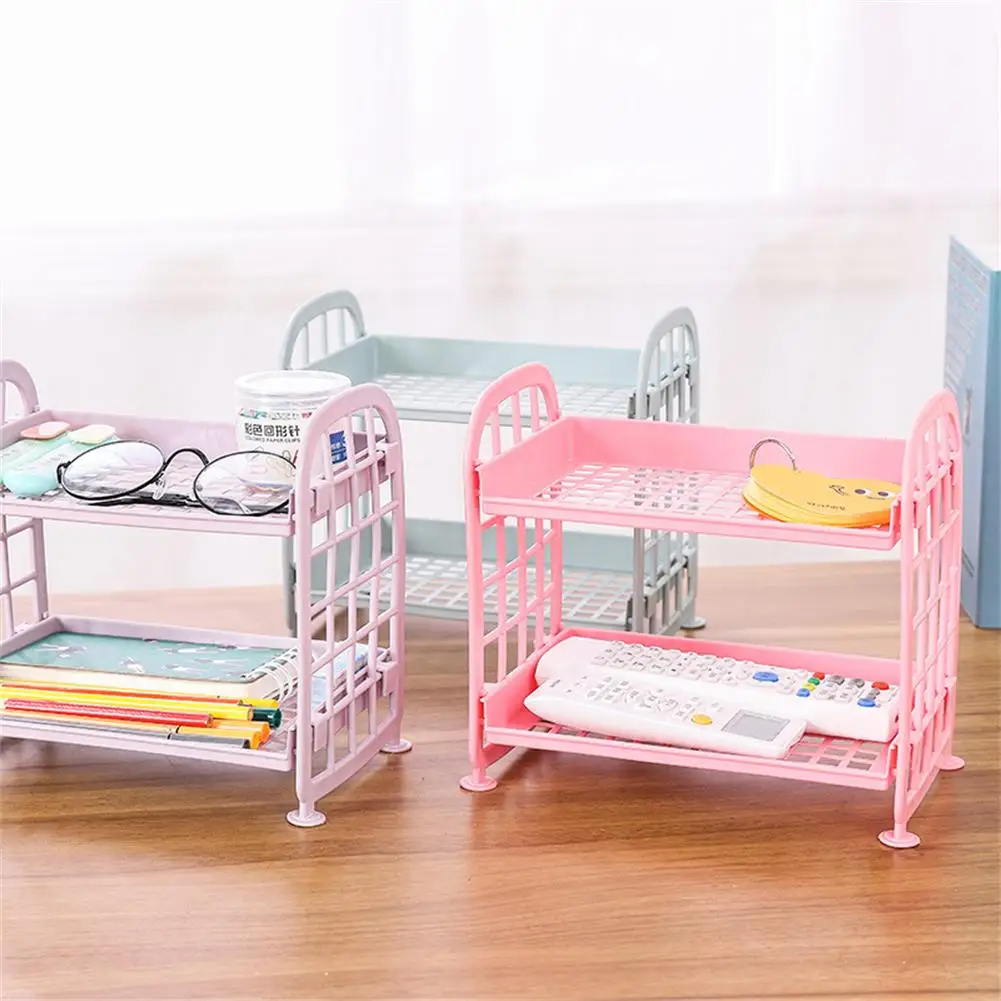 Double Layer Storage Rack Folding Household Bathroom Storage Shelf Desktop Organizer For Cosmetics Jewelry