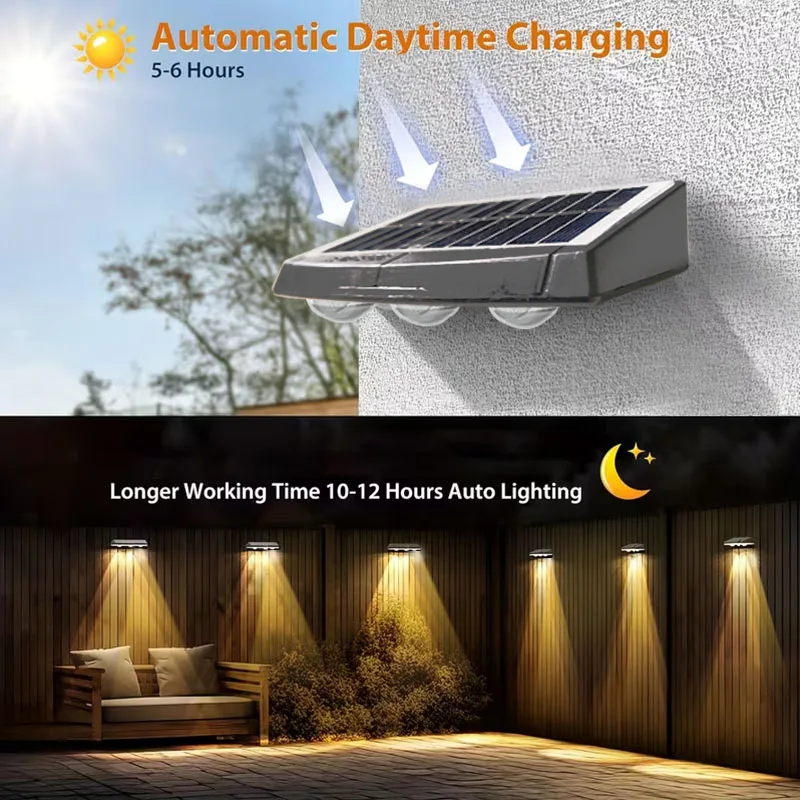 1-2Pcs 태양광 울타리 조명 태양열 구동 LED 데크 조명 색상 변경 울타리 기둥 발코니용 방수 야외 조명