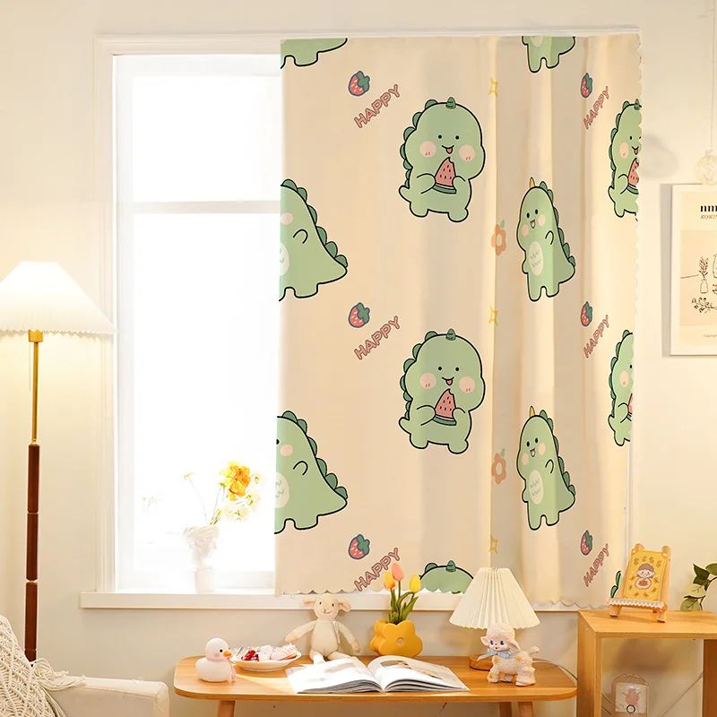 Cartoon magic tape curtain Blackout luxury warm and cold insulating thermal curtains short door window christmas Living room