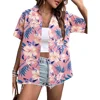 Summer Fashion Short Sleeve Shirts Women Hawaii Floral 3d Printed Basic Shirts Beach Resort Style Single Breasted Casual Shirts