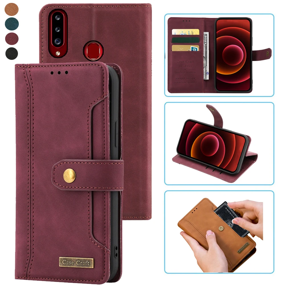 For Samsung Galaxy A20S Case Notebook Style Card Case Leather Wallet Flip Cover For Samsung Galaxy A20S Luxury Cover Stand Card