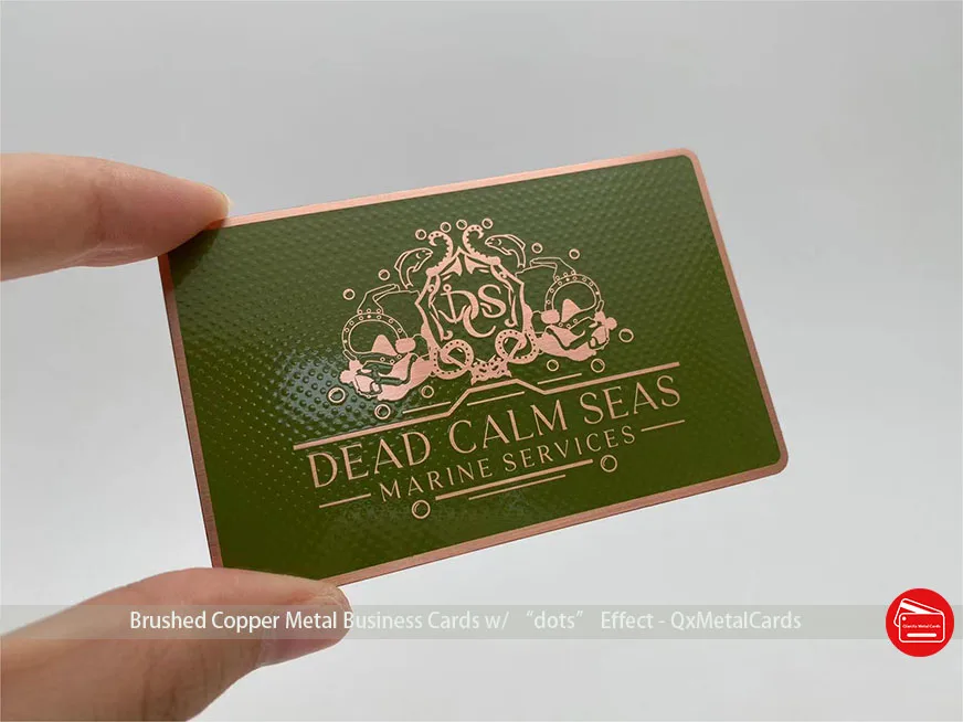 Copper Business Cards With Brushed Finish Etching Texture Screen Printing Color Professional Metal Crafts Manufacturer