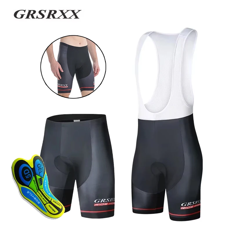Cycling Shorts GRSRXX Men's Shockproof 5D Gel Padded Breathable Bicycle Bib Pants