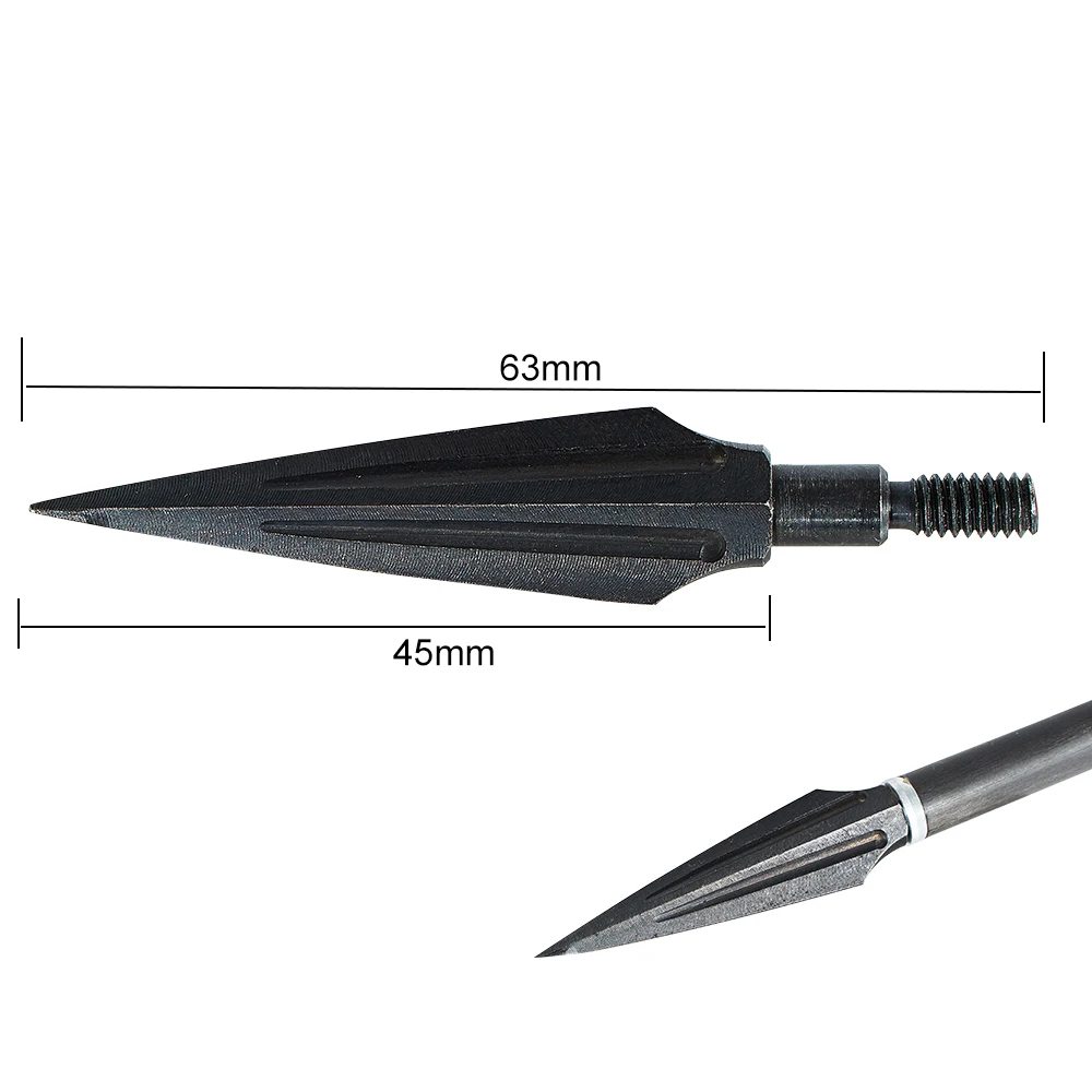 Precision Archery High Carbon Steel Broadhead Arrow Tips - 6 Pack
