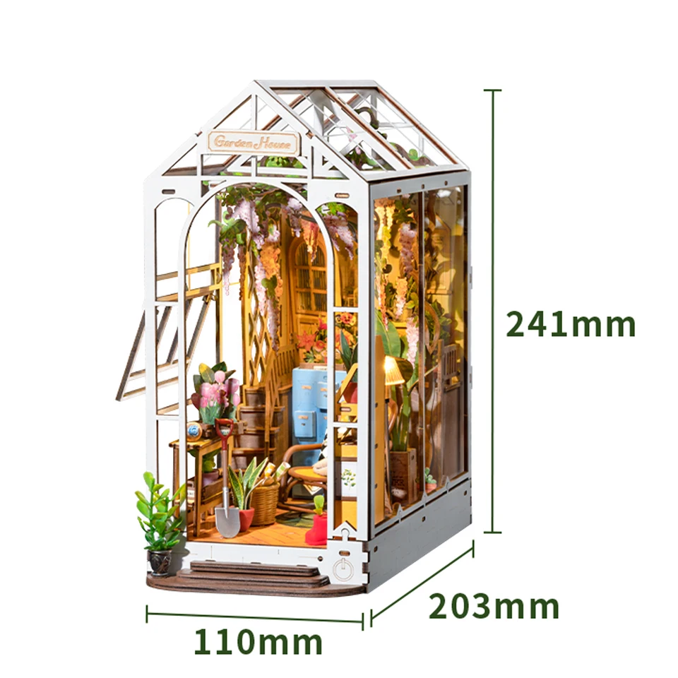 DIY Wooden Gardenhouse Book Nook Model Kit