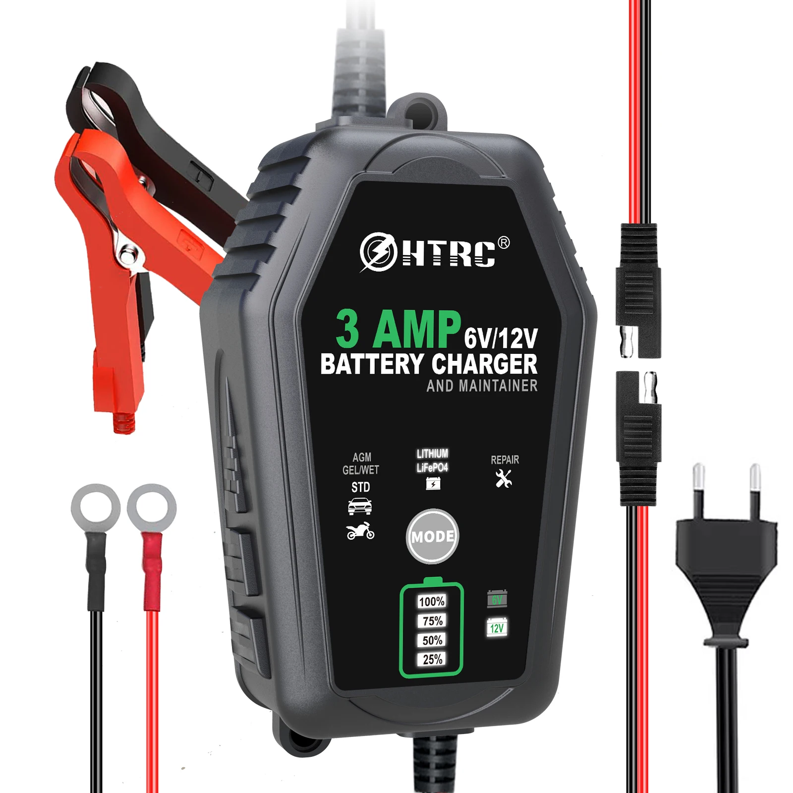 Smart Multi-Voltage Battery Charger for Lithium, LiFePO4, and Lead-Acid Batteries