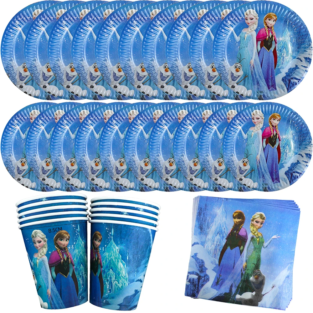 Disney Frozen Birthday Theme Party Decorations Elsa Anna Olaf Princess Tableware Supplies Paper