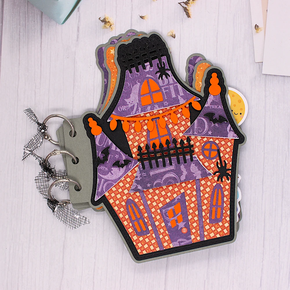 Kscraftお化け屋敷ミニアルバムDIYスクラップブッキング装飾エンボス