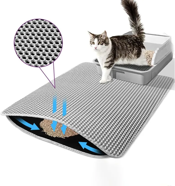 Pet Cat Litter Mat Waterproof Double Layer Cat Litter Trapping Pet Litter Box Mat Clean Pad Products For Cats Accessories