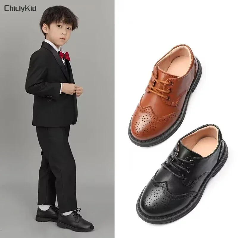 Boys Hollow Out Shoes Leather for Kids Party Wedding Dance Shoes Dress  School Toddler Fashion Children Shoe Flat Black Brown - AliExpress 1501