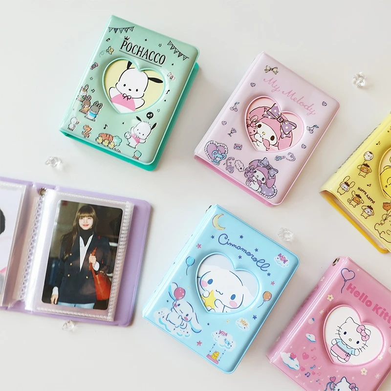 

Sanrio Lattice Photo Album 3 Inch Anime Kuromi Melody Cinnamoroll Photocard Holder Mini Binder Cards Idol Photos Collect Book