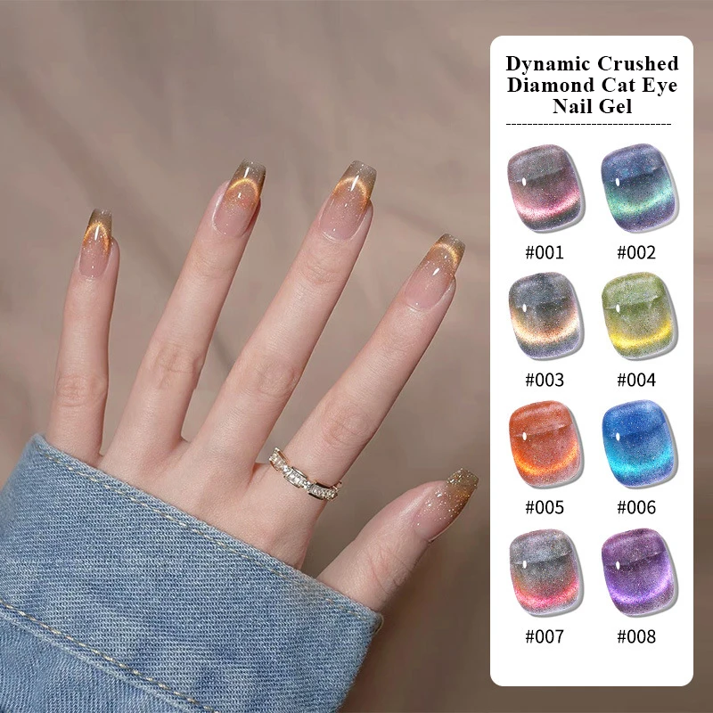 

Crystal Cat Eye Rainbow Magnetic Gel 8ml Nail Polish Glue Variety Nail Art Shiny Diamond Varnish UV Gel for Nail Art Design