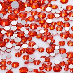 Vibrant Mix Size Round Glass Rhinestones (Orange)