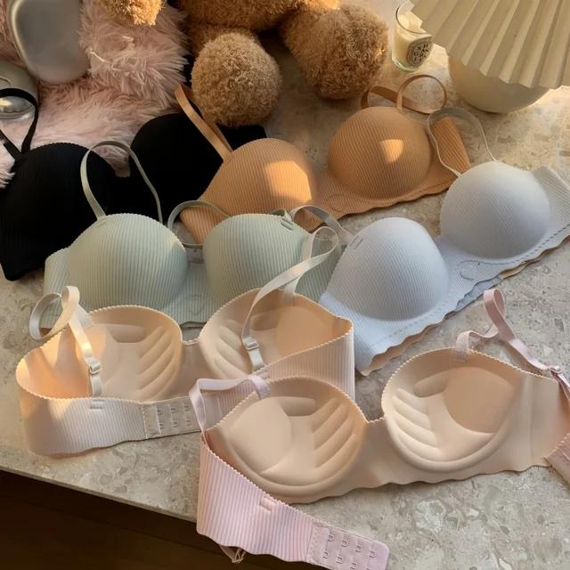 Soutien-gorge push-up sexy pour femme, bralette côtelée sans armatures, sous-vêtement doux à demi-bonnet fixe, soutien-gorge invisible sans couture, lingerie pour petite poitrine S-XL 1