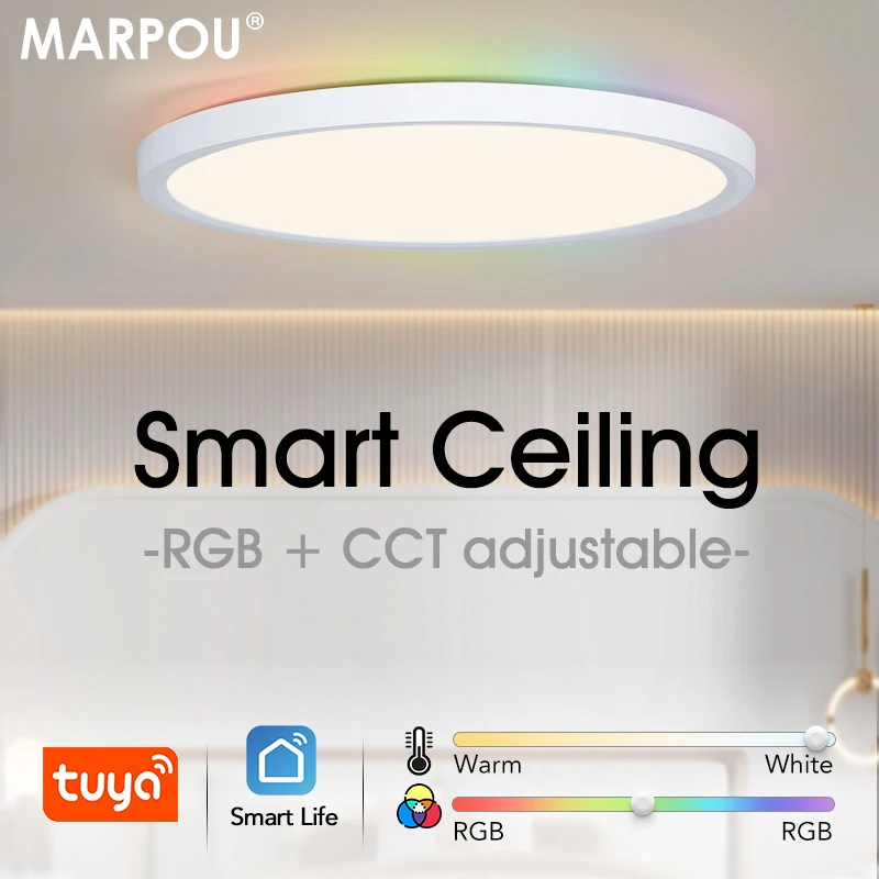 MARPOU TUYA Ceiling lamps Led ceiling light Modern RGB APP Voice Control Alexa Google Smart lamp Led lights for room Bedroom led ceiling light ceiling light