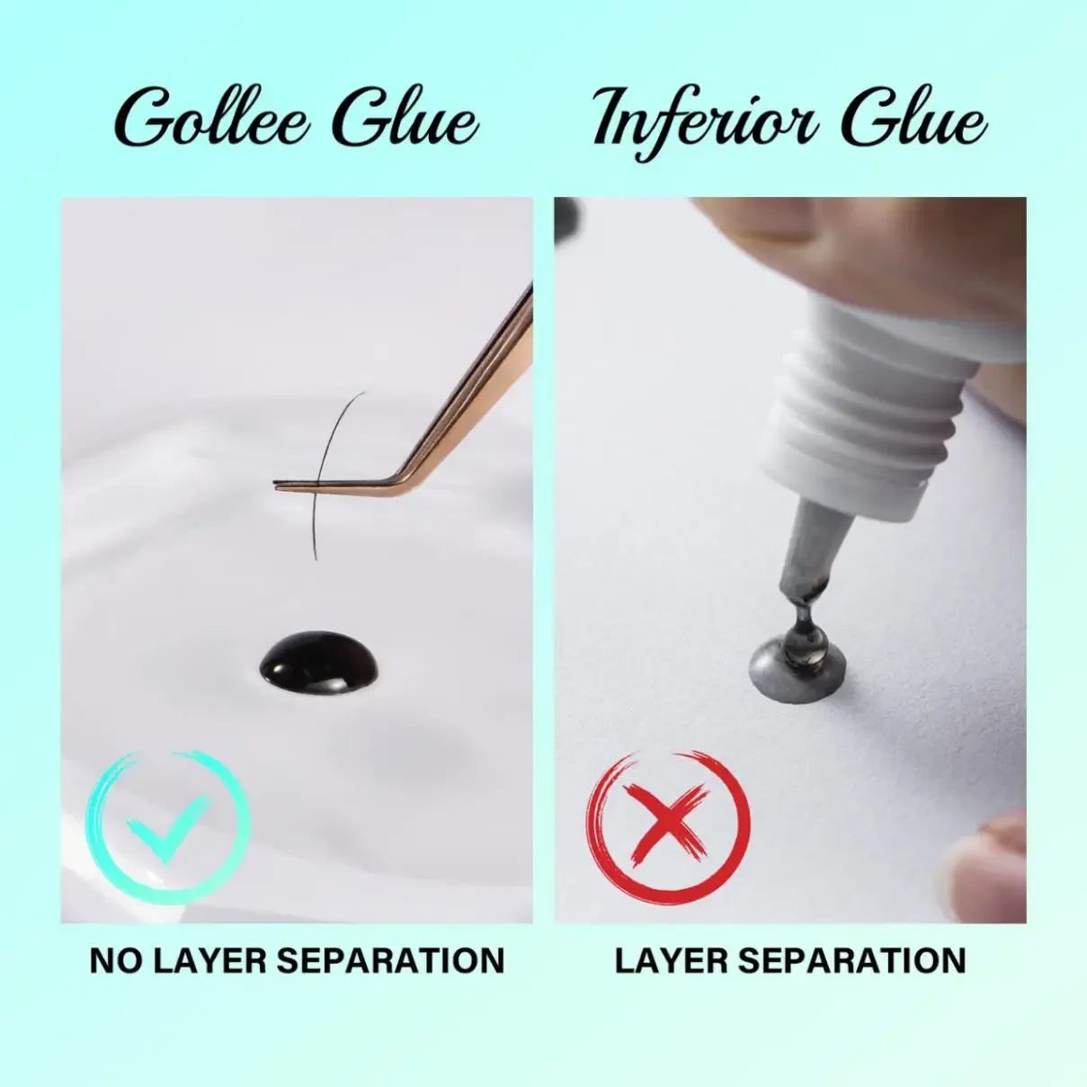 Gollee Eyelash Extension Glue Sweatproof for Running Waterproof Swimming 0.5-1s Fast Drying Professional