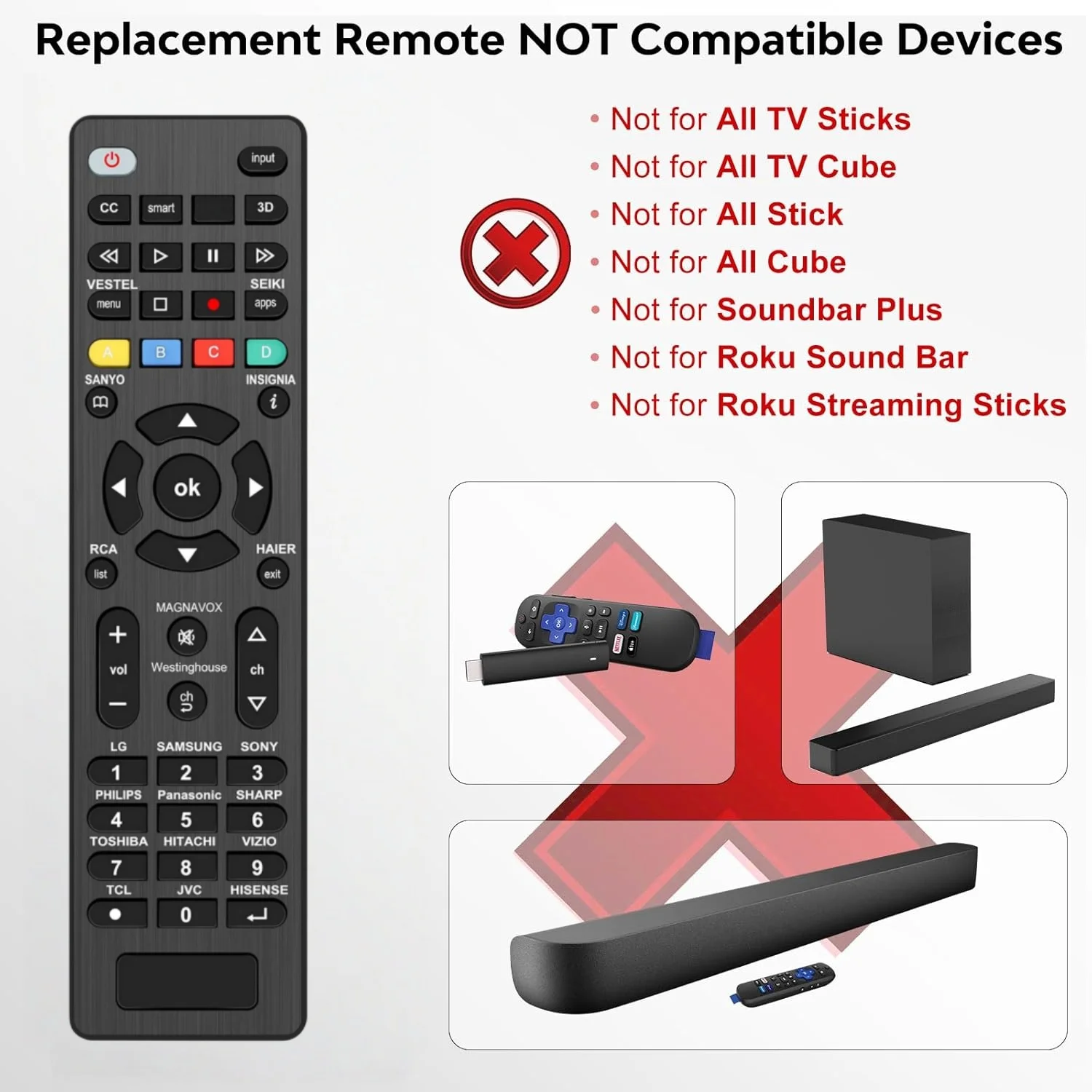 LG 및 다양한 브랜드를 위한 Universal G006 TV 원격 교체 제어