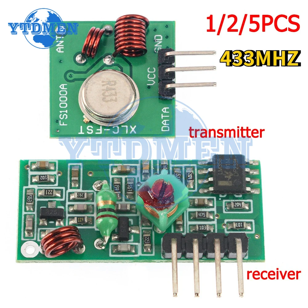 1-5pcs 433Mhz RF Transmitter and Receiver Module DC 5V 433MHZ Wireless ...