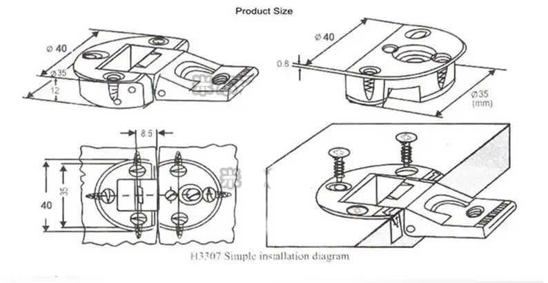 Description Picture 6 of itemFolding Hinge Zinc Alloy Double Cups Up Down 180 Degree Cabinet Door Pirated Concealed Flat Adjustable Furniture Hardware