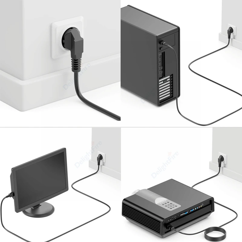 EU Power Cord Euro Plug IEC C13 Power Adapter Cable US/AU/UK Extension Cable For Desktop PC Monitor Epson Printer TV Projector 5